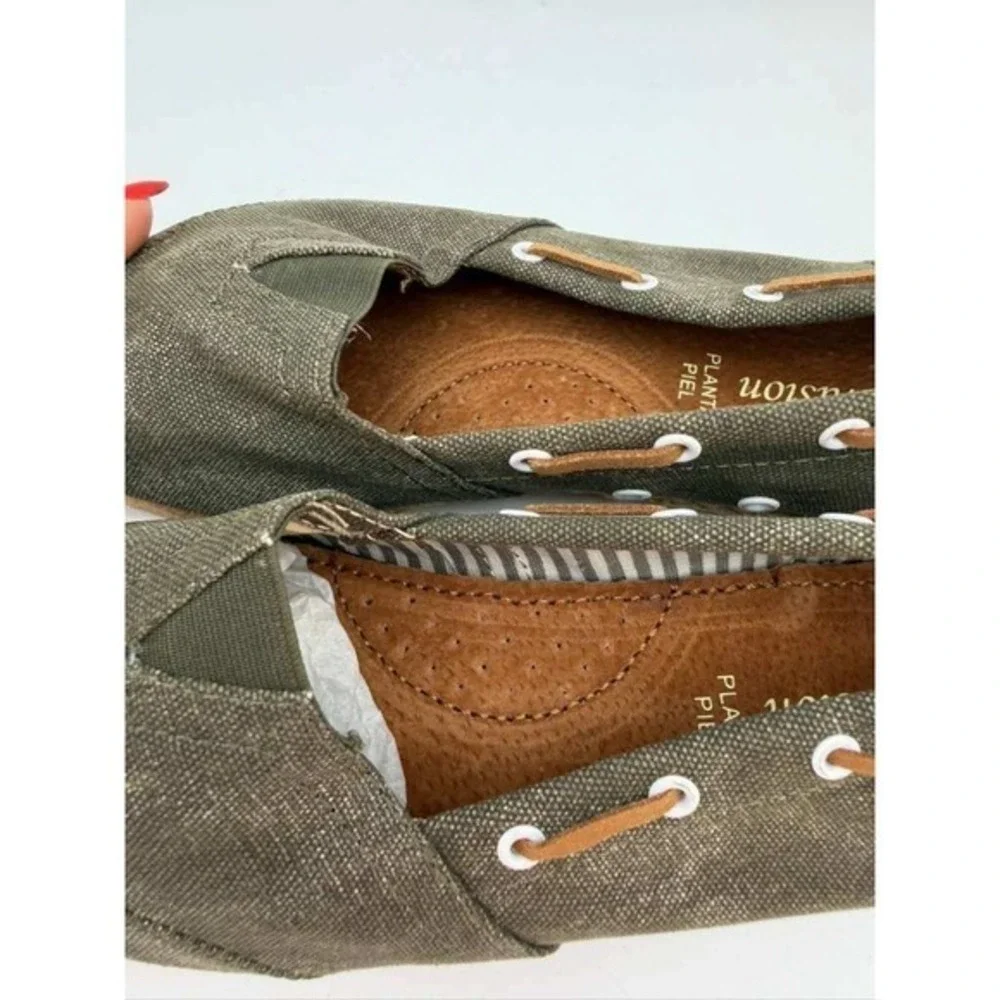 Slip-On Canvas Espadrille Shoes Lightweight Flat Women - Khaki - Size 41 US 10.5